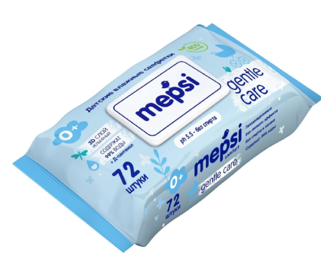 картинка MEPSI, САЛФЕТКИ влажные для детей (72 шт) от магазина Радуга детства