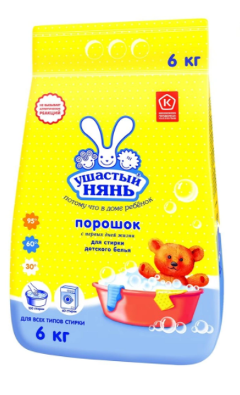 картинка УШАСТЫЙ НЯНЬ, ПОРОШОК стиральный дет. (6000 г) от магазина Радуга детства