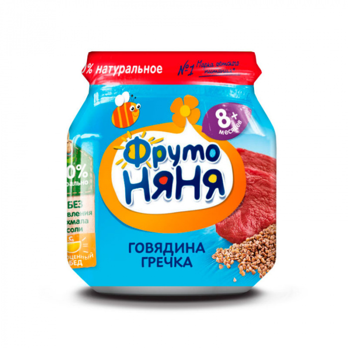 картинка ФРУТОНЯНЯ, ПЮРЕ говядина-гречка-морковь (100 г) от магазина Радуга детства
