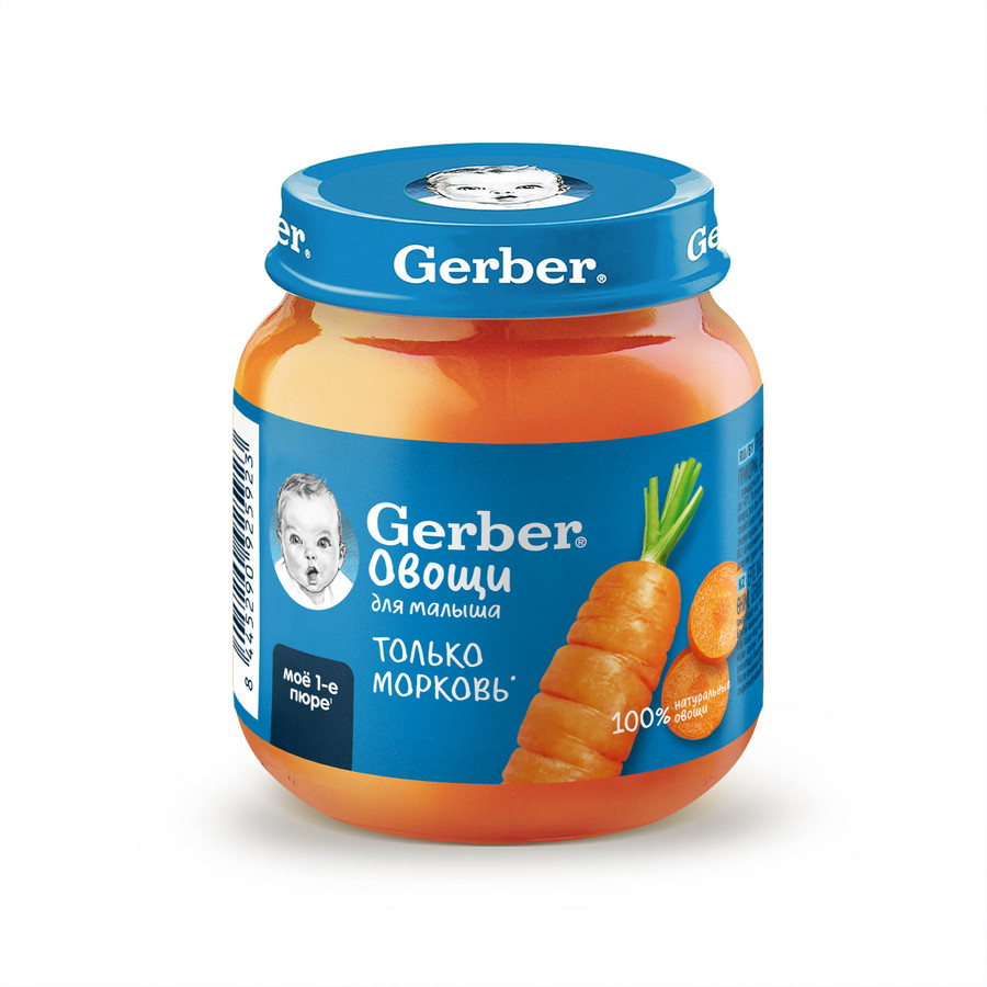 картинка GERBER, ПЮРЕ "Морковь" с 4 мес. (125 г) от магазина Радуга детства