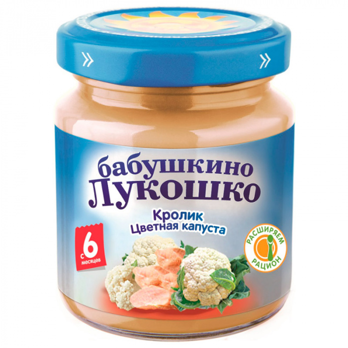 картинка БАБУШКИНО ЛУКОШКО, ПЮРЕ кролик-цветная капуста (100 г) от магазина Радуга детства