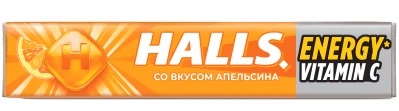 картинка HALLS, ЛЕДЕНЦЫ "Апельсин+Витамин С" 25 гр от магазина Радуга детства