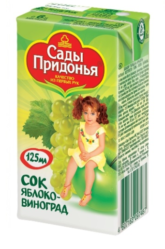 картинка САДЫ ПРИДОНЬЯ, СОК яблоко-виноград, осветл. (125 мл) от магазина Радуга детства