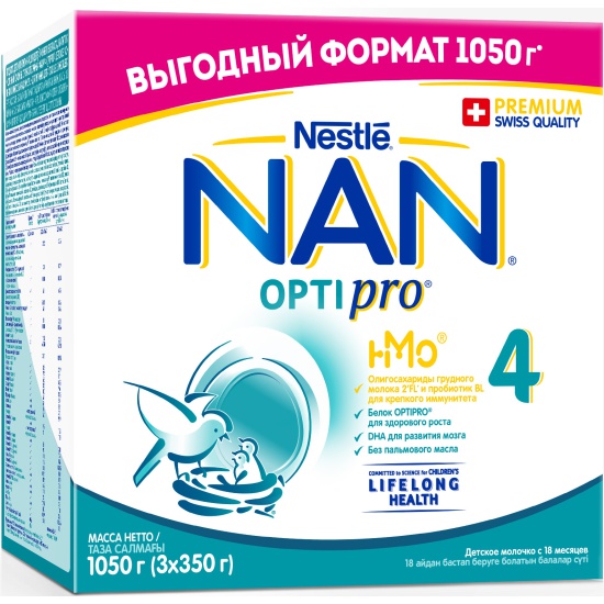 картинка NAN 4, СМЕСЬ сухая мол.  (3*350 г) от магазина Радуга детства