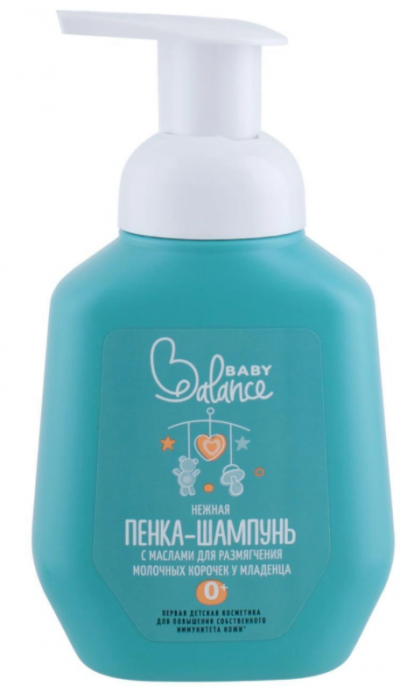 картинка BABY BALANCE, ПЕНКА-шампунь с маслами размягчения молочных корочек у младенцев 250 мл от магазина Радуга детства