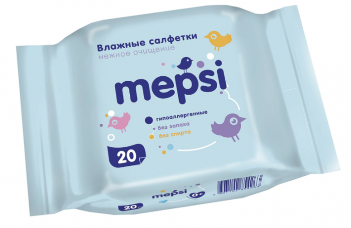 картинка MEPSI, САЛФЕТКИ влажные для детей (20 шт) от магазина Радуга детства