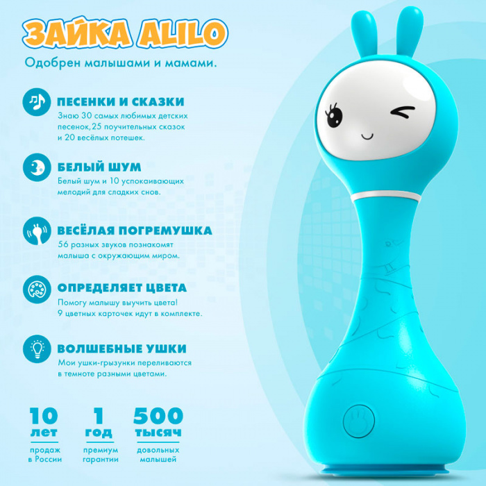 картинка ALILO, ИГРУШКА муз. "Умный зайка" R1 син. от магазина Радуга детства