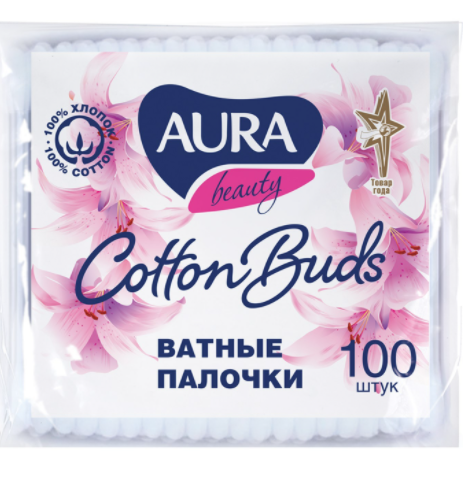 картинка АУРА, ПАЛОЧКИ ватные (100 шт.) от магазина Радуга детства