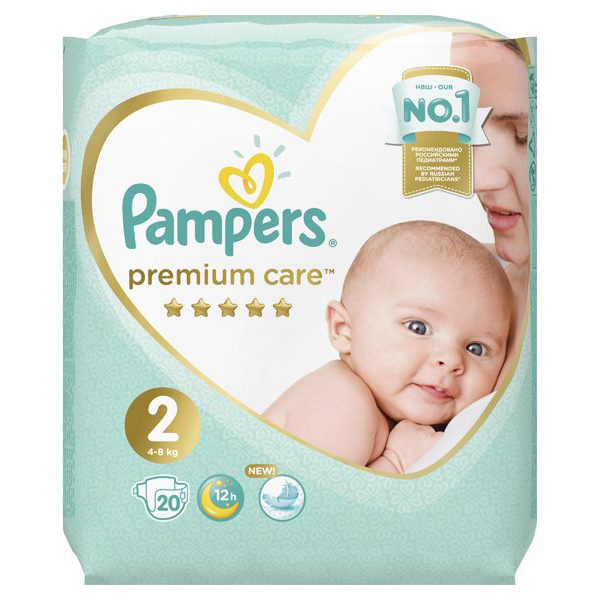 картинка PAMPERS PREMIUM, подгузники Care Mini  (4-8 кг) (20 шт.) от магазина Радуга детства