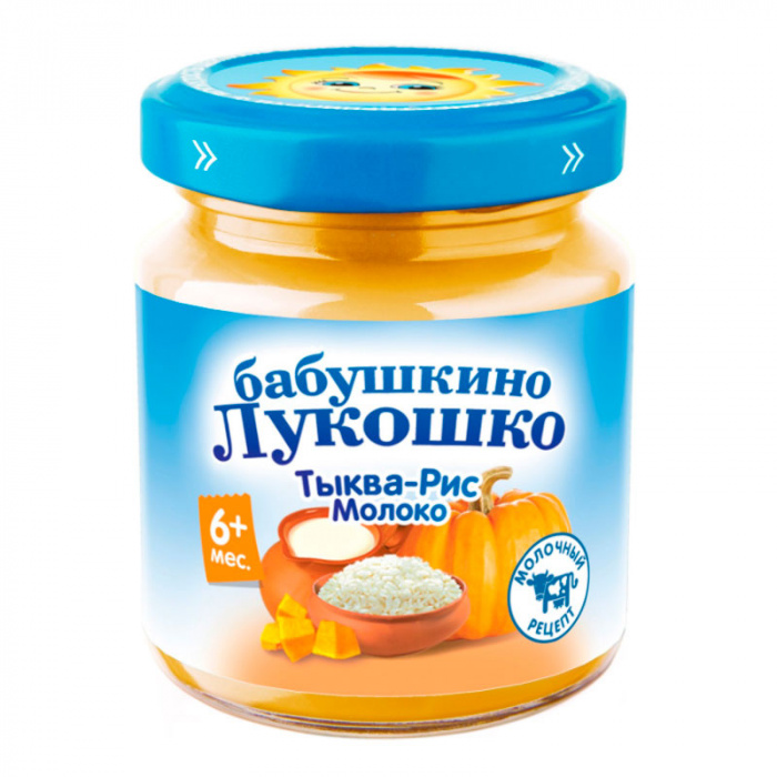 картинка БАБУШКИНО ЛУКОШКО, ПЮРЕ тыква-рис-молоко (100 г) от магазина Радуга детства