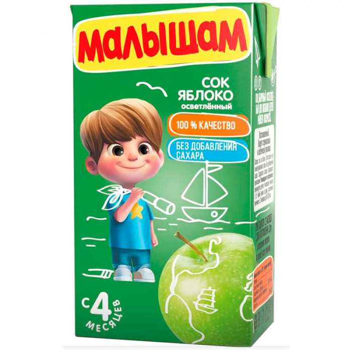 картинка ФРУТОНЯНЯ МАЛЫШАМ, СОК яблоко, осветл. (200 мл) от магазина Радуга детства