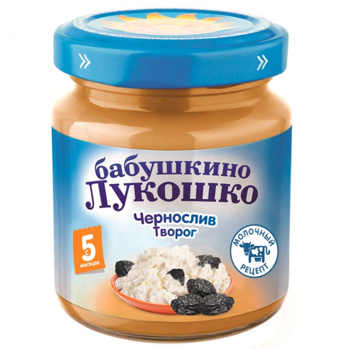картинка БАБУШКИНО ЛУКОШКО, ПЮРЕ чернослив-творог (100 г) от магазина Радуга детства