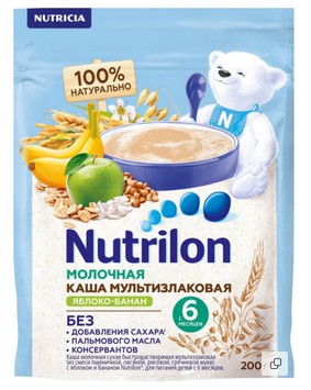 картинка NUTRILON, КАША мол. мультизл. яблоко-банан (200г) от магазина Радуга детства