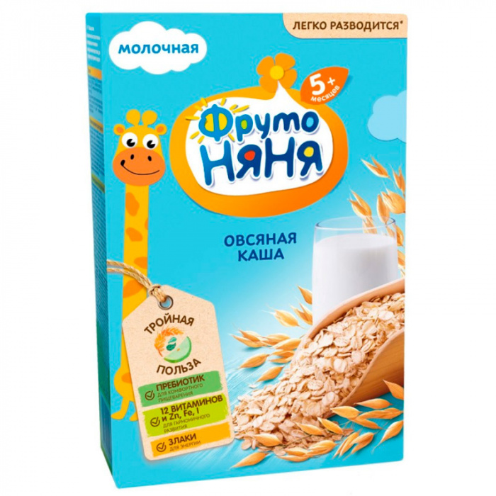 картинка ФРУТОНЯНЯ, КАША мол. овсянная, быстрораств., обогащ., (200г) от магазина Радуга детства