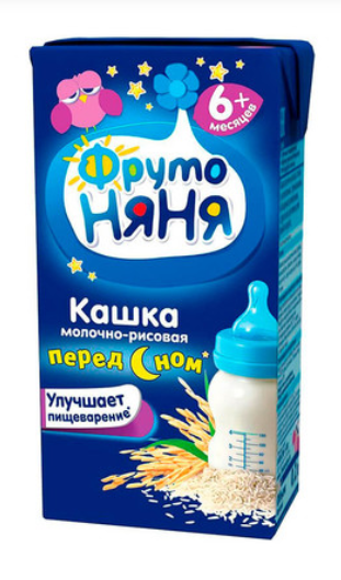 картинка ФРУТОНЯНЯ, КАША мол. рисовая, обогащ. прибиотиками, (200г) (тетрапак) от магазина Радуга детства