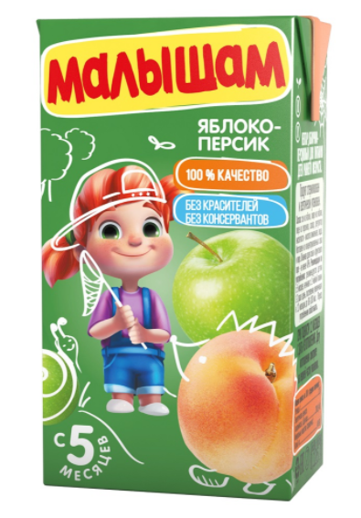 картинка ФРУТОНЯНЯ МАЛЫШАМ, НЕКТАР яблоко-персик, с мяк. (200 мл) от магазина Радуга детства