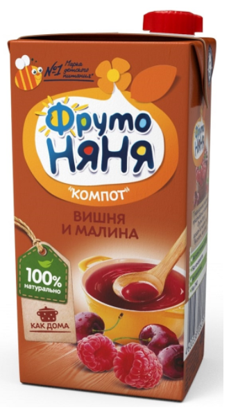 картинка ФРУТОНЯНЯ, КОМПОТ вишня-малина (0,5 л) от магазина Радуга детства