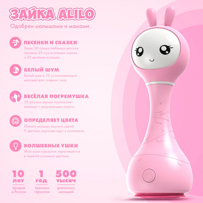 картинка ALILO, ИГРУШКА муз. "Умный зайка" R1 роз. от магазина Радуга детства