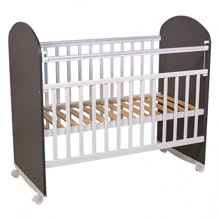 картинка ФЕЯ, КРОВАТЬ детская 701 колесо/качалка (графит-белый) от магазина Радуга детства