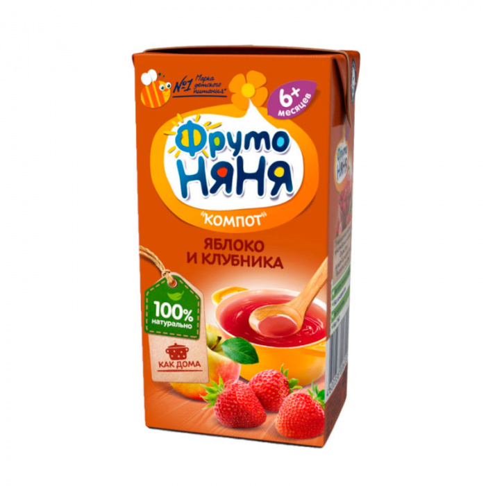 картинка ФРУТОНЯНЯ, КОМПОТ яблочно-клубничный (0,2л) от магазина Радуга детства