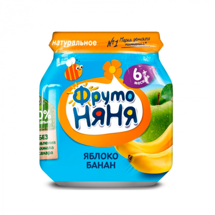 картинка ФРУТОНЯНЯ, ПЮРЕ яблоко-банан натур. (100 г) от магазина Радуга детства