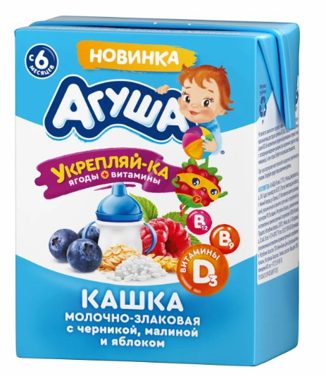 картинка АГУША, КАША молочная-злаки-яблоко-малина-черника (200 г) от магазина Радуга детства