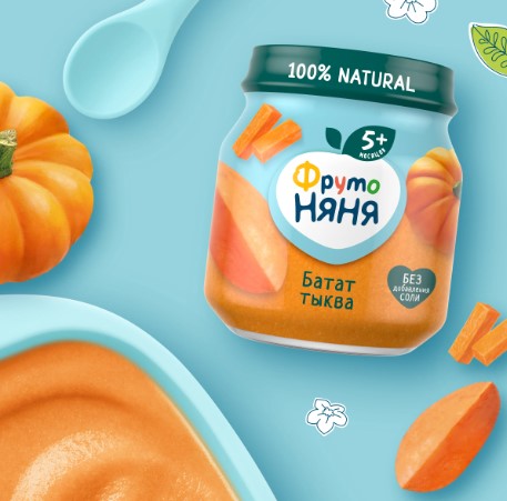 картинка ФРУТОНЯНЯ, ПЮРЕ батат-тыква (110 г) от магазина Радуга детства