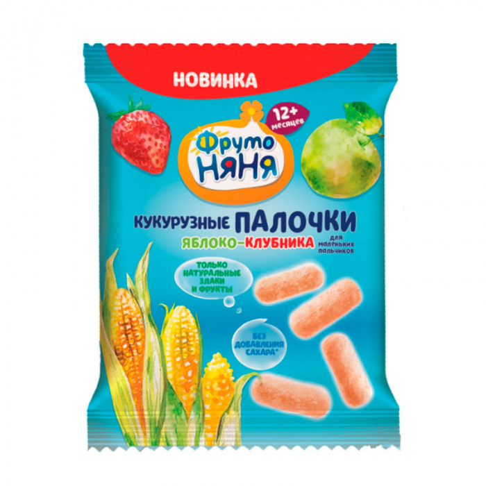 картинка ФРУТОНЯНЯ, ПАЛОЧКИ кукурузные яблоко-клубника (20 гр) от магазина Радуга детства