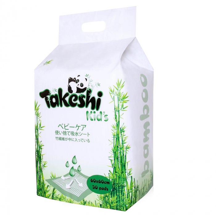 картинка TAKESHI Kids , ПЕЛЕНКИ впитывающие-бамбуковые, (60х60 см) (30 шт.) от магазина Радуга детства