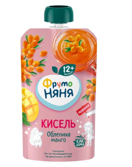 картинка ФРУТОНЯНЯ, КИСЕЛЬ облепиха-манго (130 мл) пауч от магазина Радуга детства