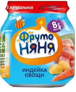картинка ФРУТОНЯНЯ, ПЮРЕ индейка-овощи (100 г) от магазина Радуга детства