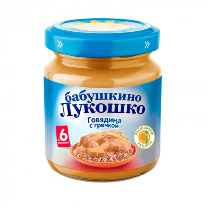 картинка БАБУШКИНО ЛУКОШКО, ПЮРЕ говядина-гречка (100 г) от магазина Радуга детства
