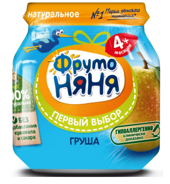 картинка ФРУТОНЯНЯ, ПЮРЕ груша натур., (100 г) от магазина Радуга детства