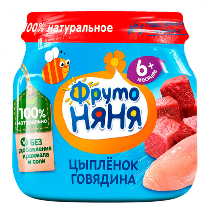 картинка ФРУТОНЯНЯ, ПЮРЕ цыплёнок-говядина  (80 г) от магазина Радуга детства